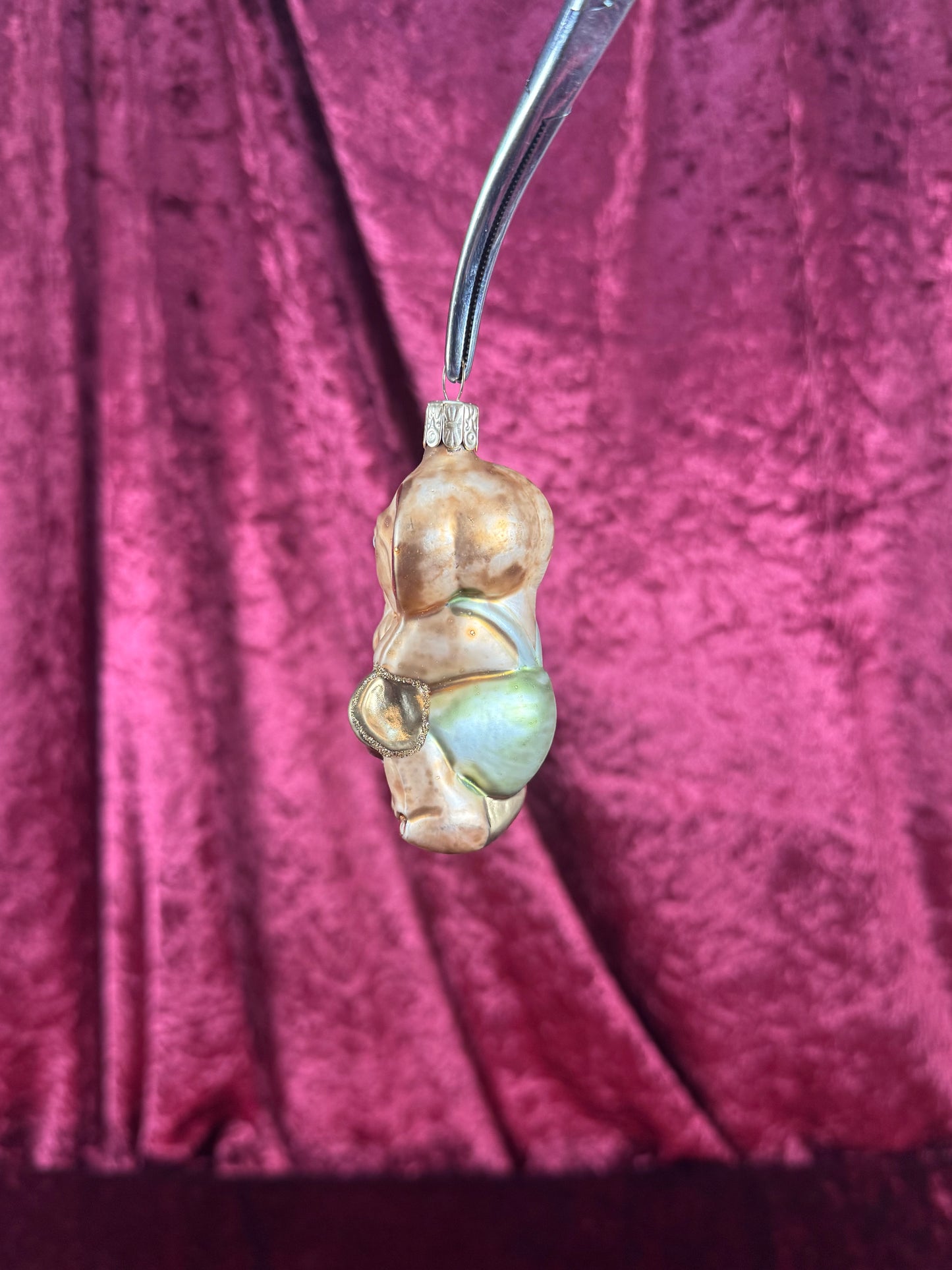 Vintage Christmas - Handblown Glass Ornament - Anthropomorphic Elephant Playing A Trombone