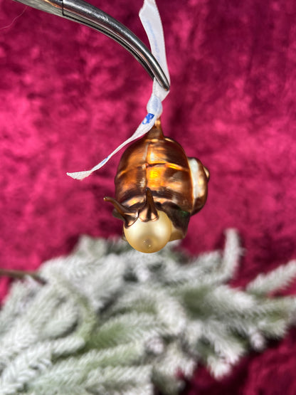 Vintage Christmas - Handblown Glass Ornament - Snail - Lauscha - Made In Germany