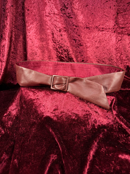 Vintage Accessories - Faux Leather Waist Belt - Burgundy - Medium - Garay