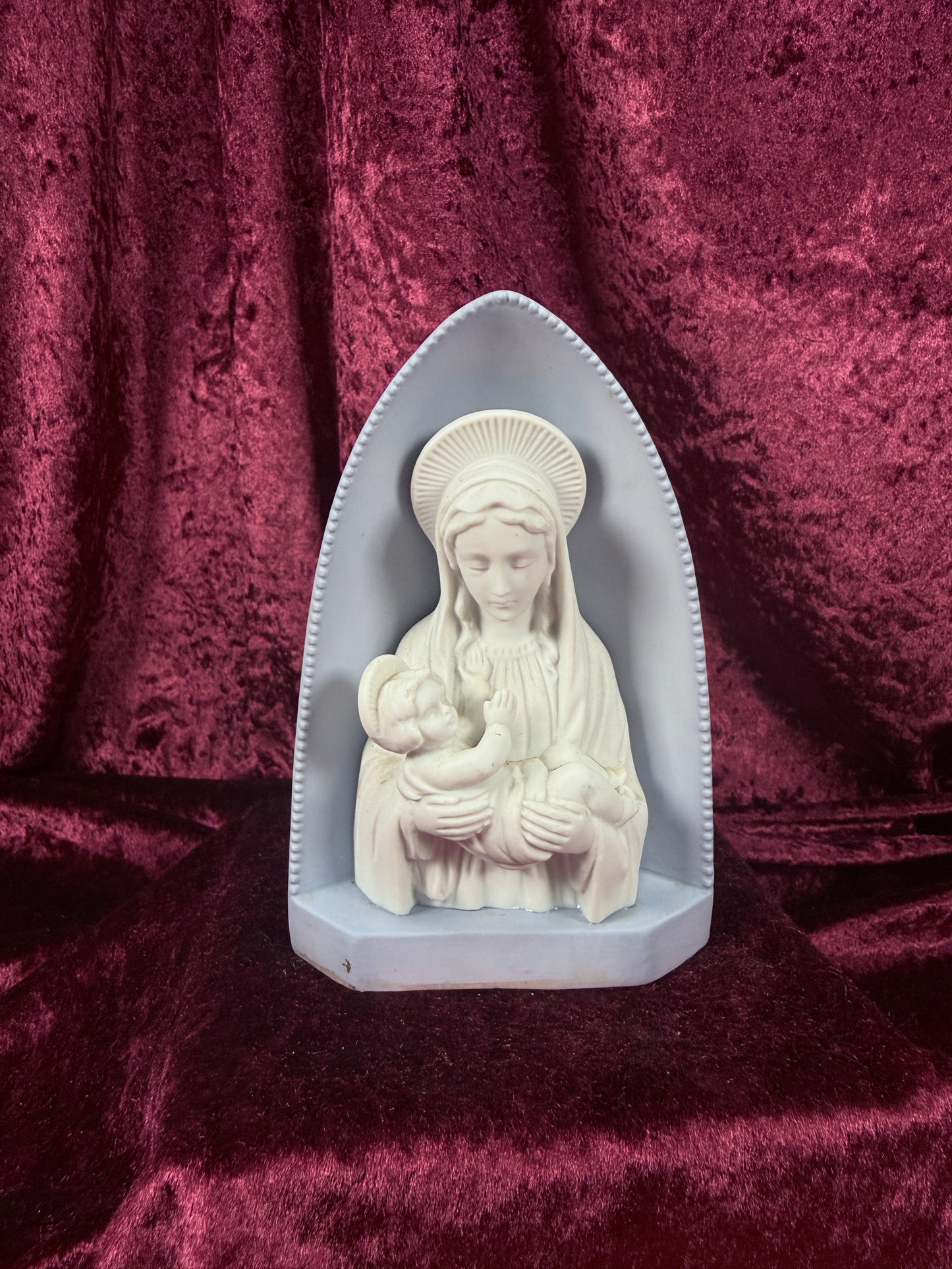 Vintage Bisque Porcelain Madonna and Child Planter Votive - BR Japan
