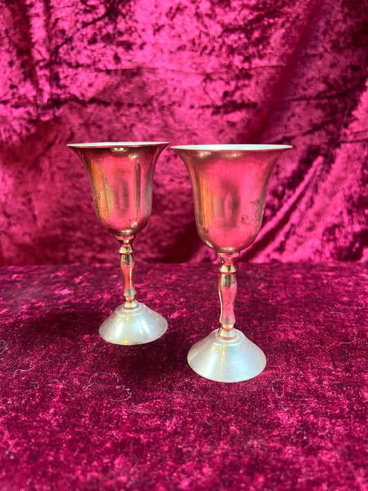 Vintage Barware - Silver Plated Stemmed Cordial Goblets - Set of 2 - Made In India