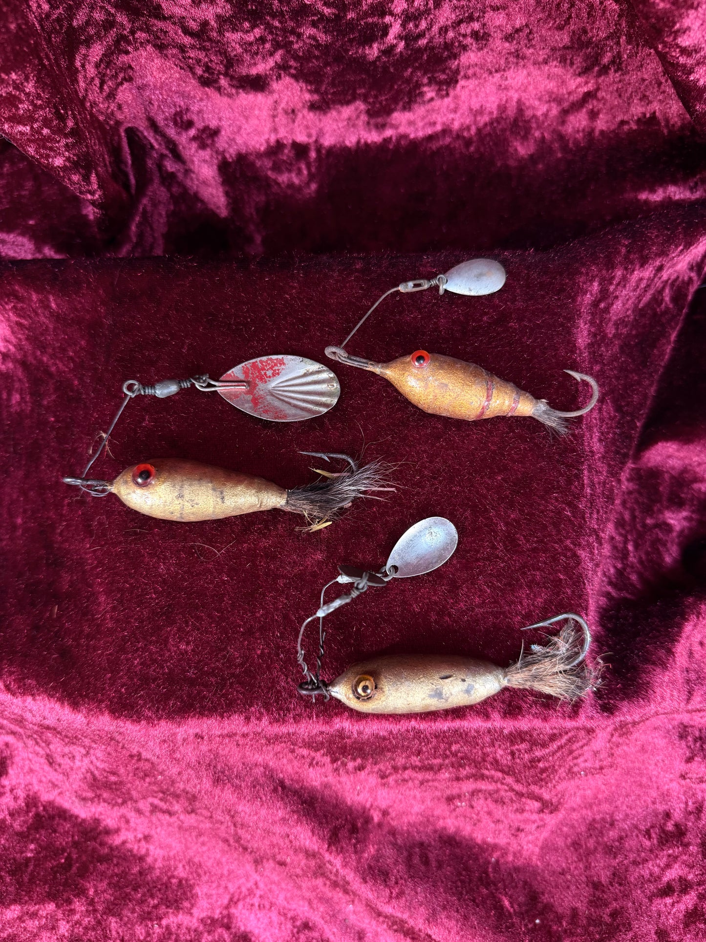 Vintage Glass Eye Fishing Lure Lot of 3 - Empire City Spinner Baits