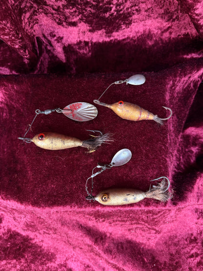 Vintage Glass Eye Fishing Lure Lot of 3 - Empire City Spinner Baits