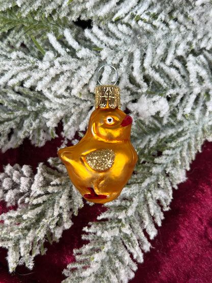 Vintage Christmas - Handblown Glass Ornament - Miniature Yellow Chick