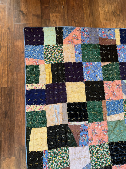 Vintage Linens - Cotton Quilt – Hand Stitched Patchwork Cottage Style