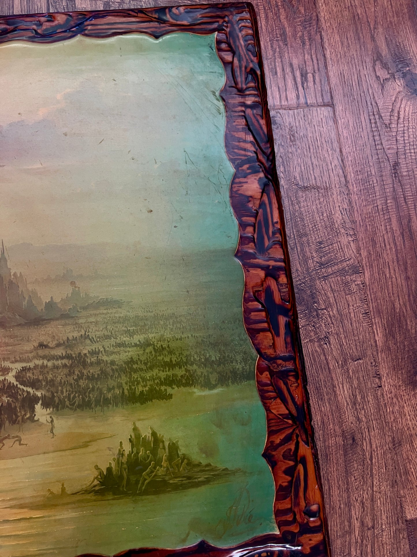 Vintage 1970s Lacquered Wood Wall Art – "Overpopulation" by John Pitre