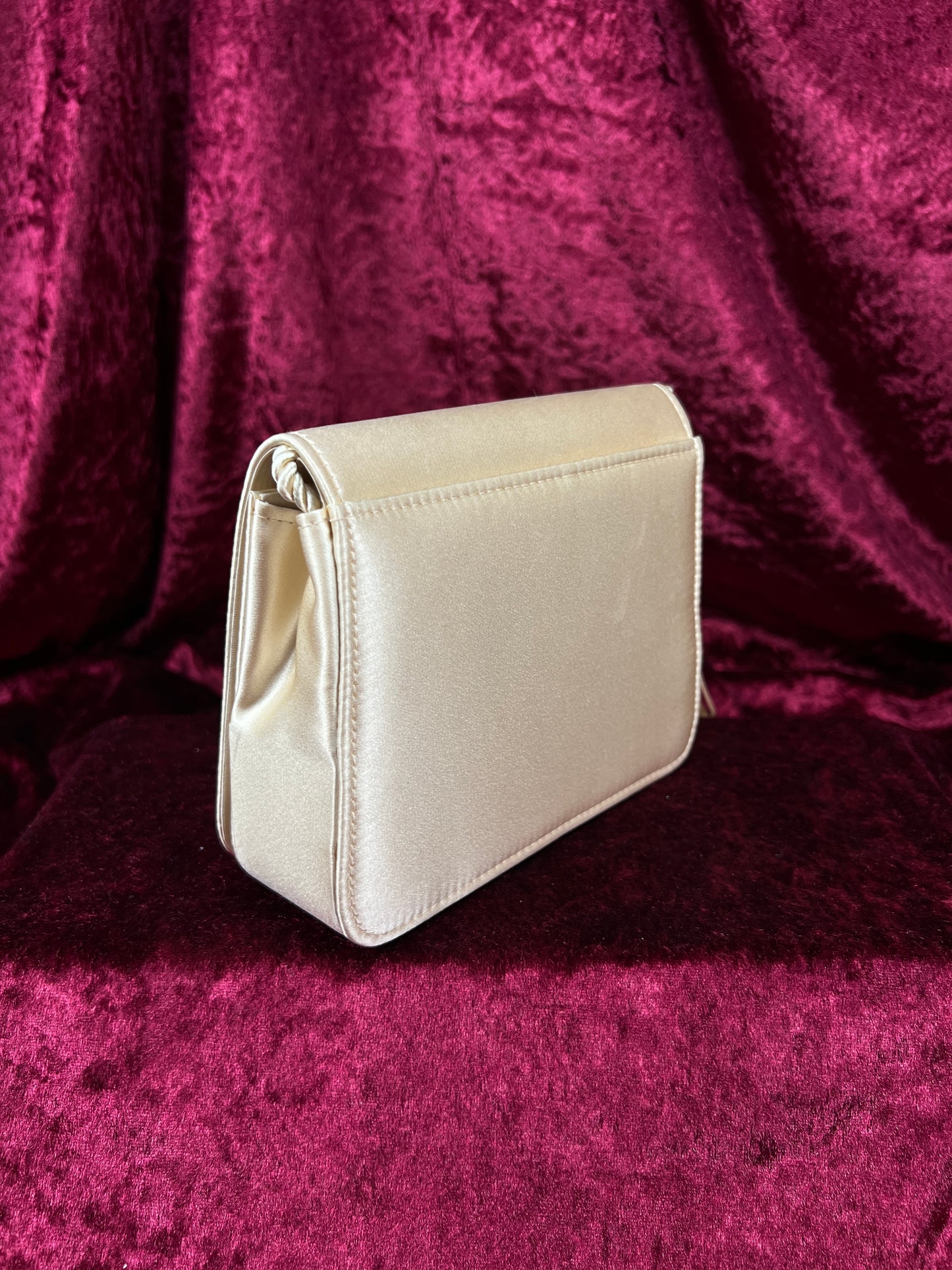 Vintage 100% Silk Evening Bag - Ivory Tassel Rope Crossbody Mini Purse