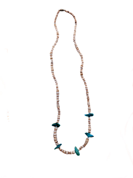 Vintage Puka Shell & Turquoise Bead Necklace