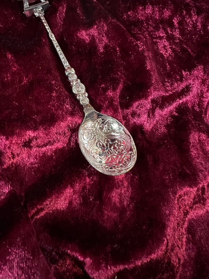 Vintage BW Silver Plated Spoon - Spinning Spindle Wheel Souvenir Collectible