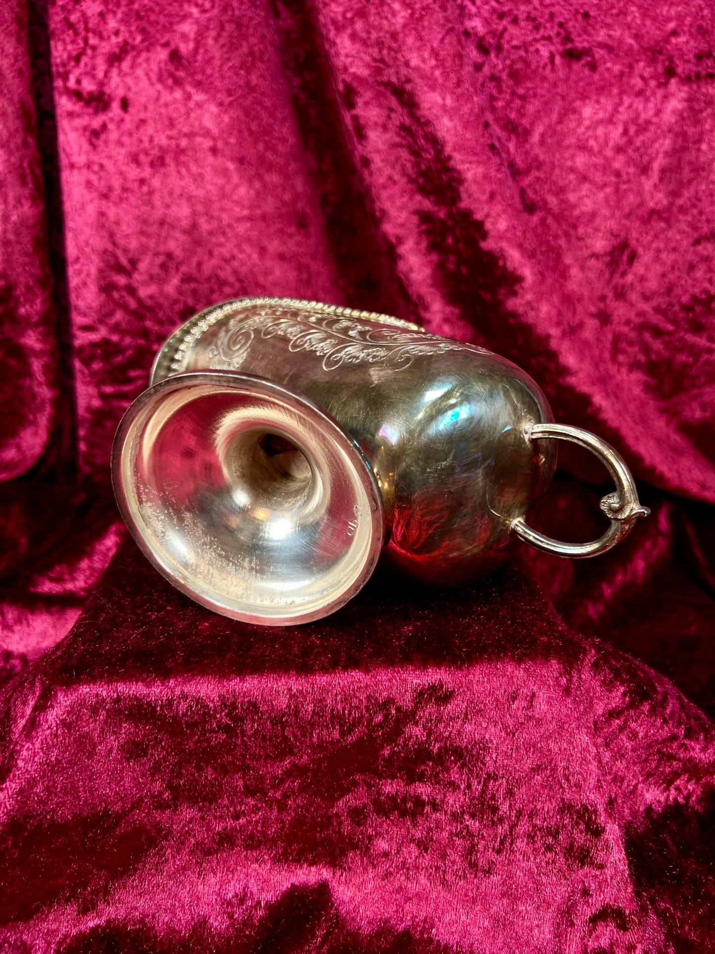 Vintage Silverplate Sugar Scuttle - Engraved Scrollwork Tea Service