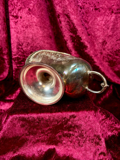 Vintage Silverplate Sugar Scuttle - Engraved Scrollwork Tea Service