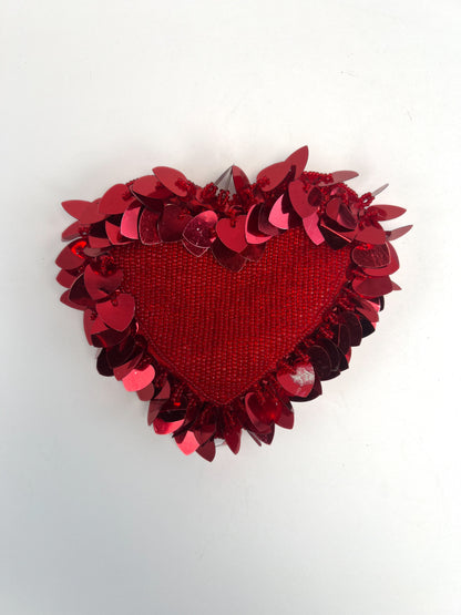 Vintage Wallet - Heart-Shaped Beaded Coin Purse - Red - Zipper Closure - Neiman Marcus