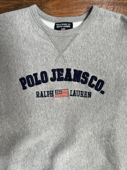 Vintage Clothing - Pullover Crewneck Sweatshirt - Light Grey - Polo Ralph Lauren - Large
