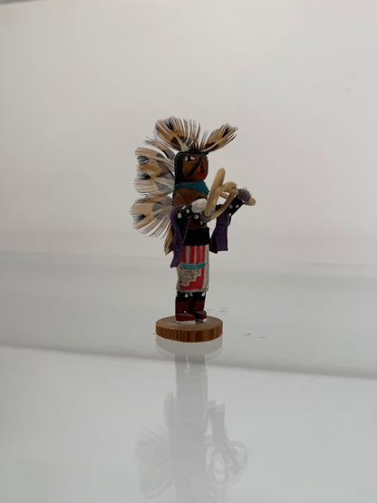 Vintage Kachina Doll - 3.5" Tall Navajo Miniature - Hand Painted Hoop Dancer
