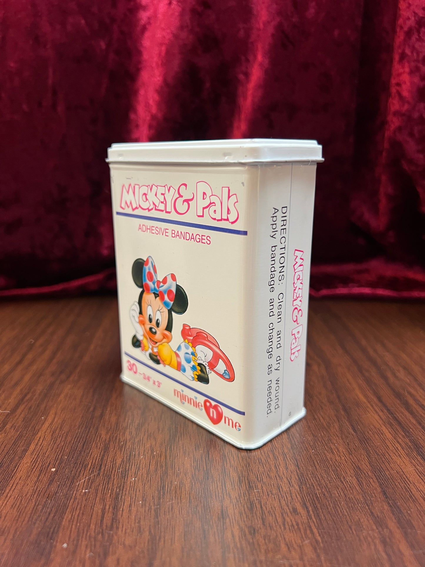Vintage Advertisement - Metal Storage Tin - Mickey & Pals Adhesive Bandages - Minnie 'N Me - Walt Disney Co.
