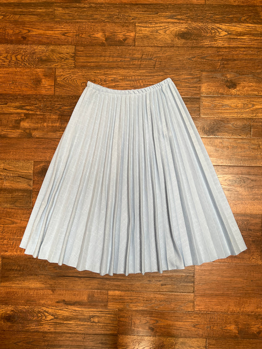 Vintage Clothing - Below The Knee Pleated Skirt - Sky Blue - X-Large