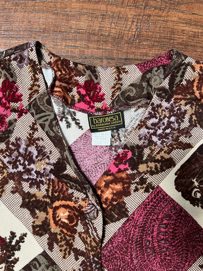 Vintage Clothing - Button Up Blouse - Patchwork Tapestry - Medium - Baronesa by Barbara Green