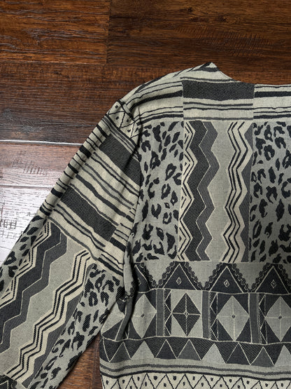 Vintage Signet Acetate Rayon Lightweight Jacket – Geometric Animal Print – Medium