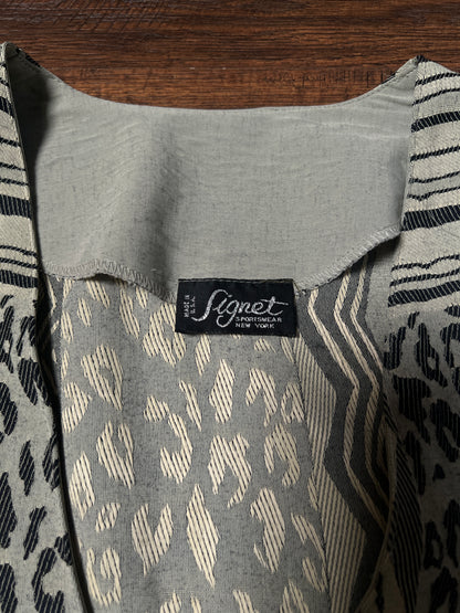 Vintage Signet Acetate Rayon Lightweight Jacket – Geometric Animal Print – Medium