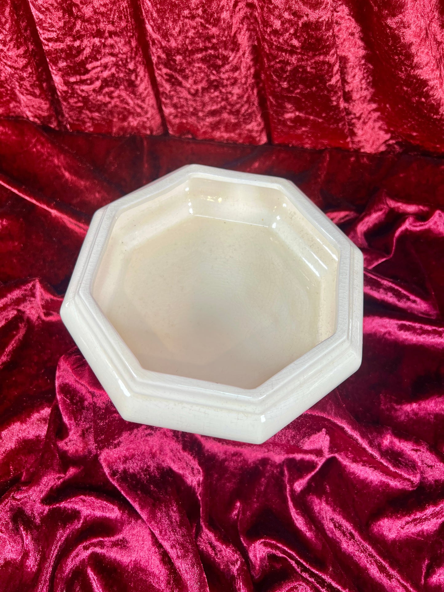 Vintage Trinket Dish - Ceramic - Giant Pink Rose - Chipped
