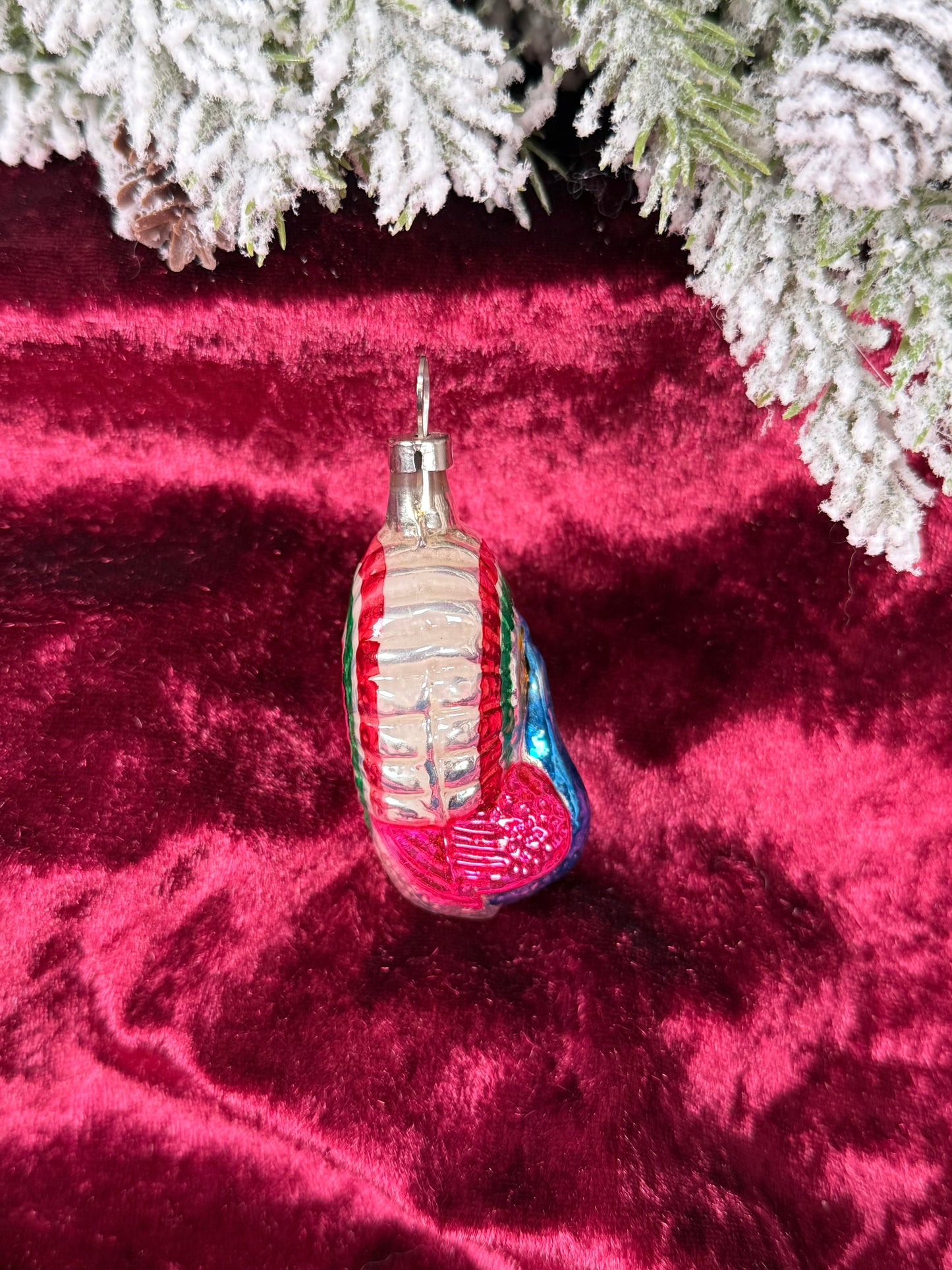Vintage Christmas - Handblown Glass Ornament - Painted Peacock