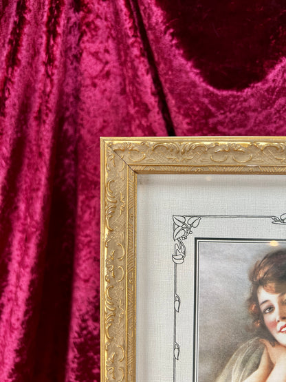 Vintage Long Framed Wall Art – Portrait of Amelia by Hamilton King