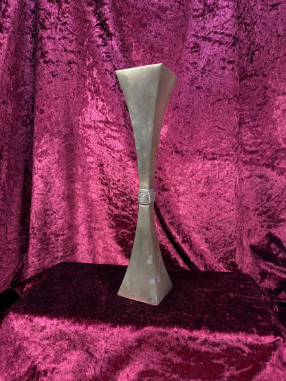 Vintage Brass Sculptural Vase - Hourglass Form - Mid Century Modern