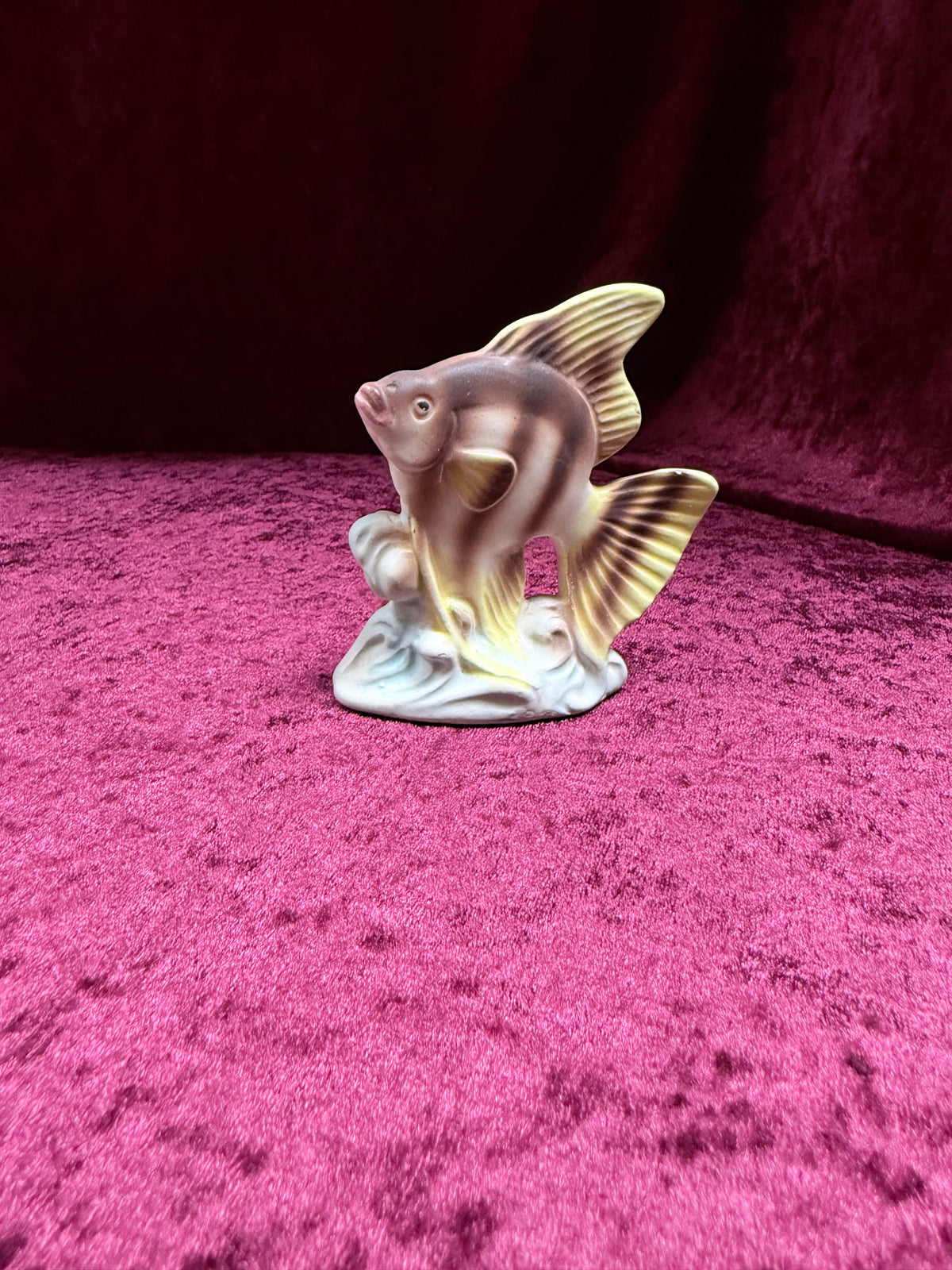 Vintage Porcelain Aquarium Fish – Midcentury Angelfish + Pastel Glaze