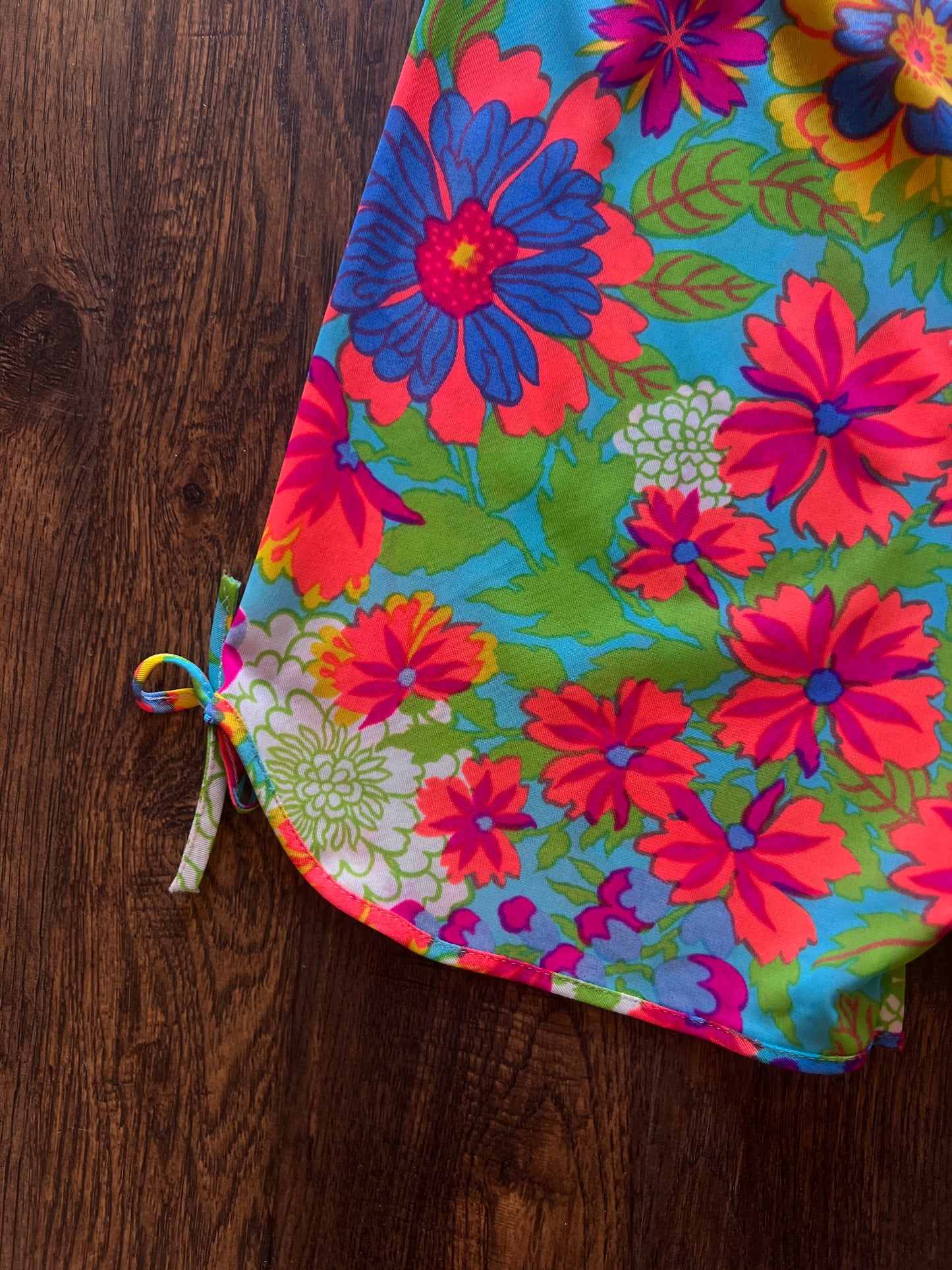 Vintage Handmade Slip Shorts - Psychedelic Floral Print - Small