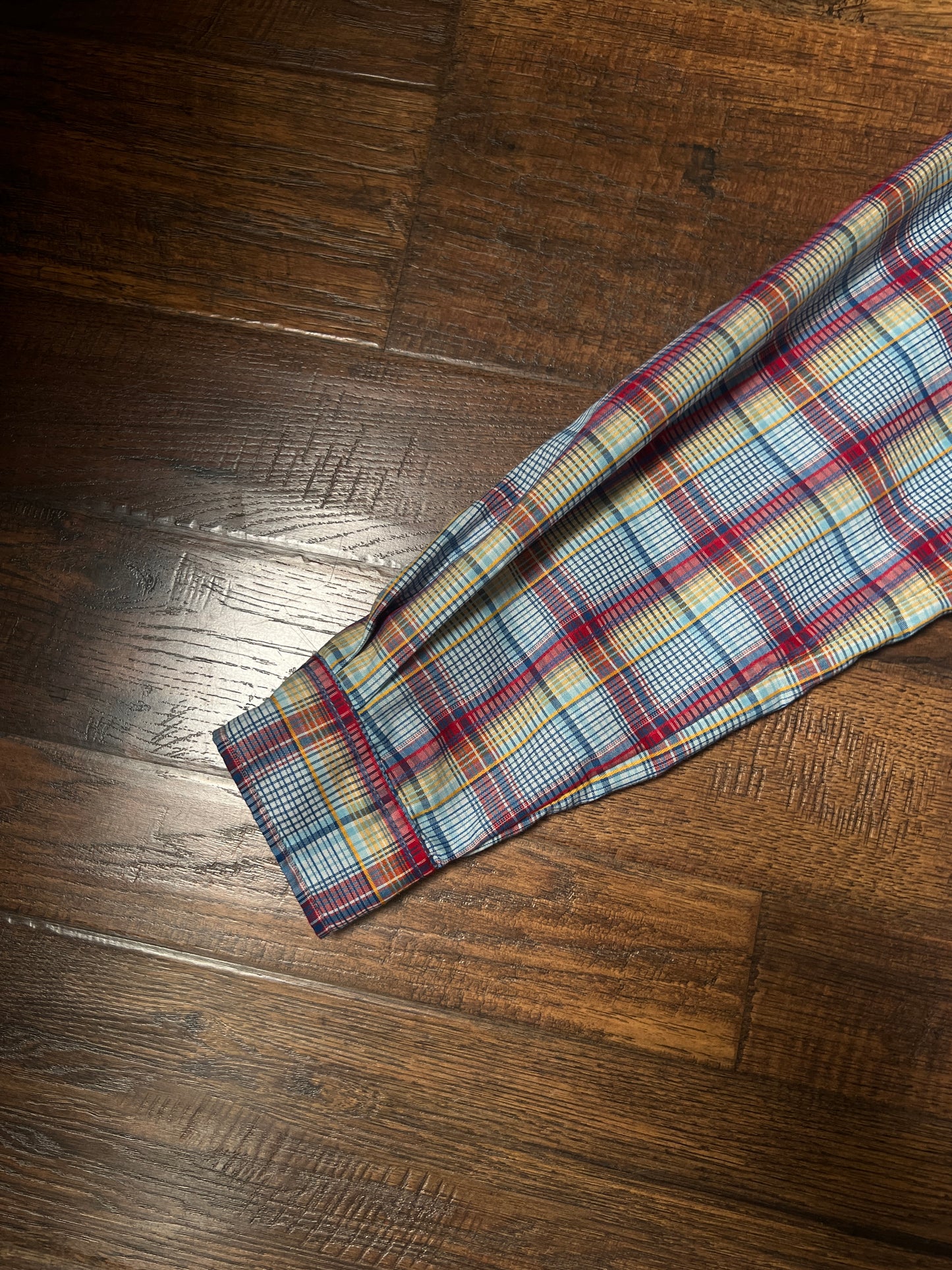 Vintage Miss Fashionability Plaid Blouse – Contrast White Collar Preppy Style – Medium