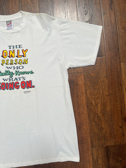 Vintage T-Shirt - Shoebox by Hallmark Co. - The Only Person Who Really Knows - Jerzees - Large