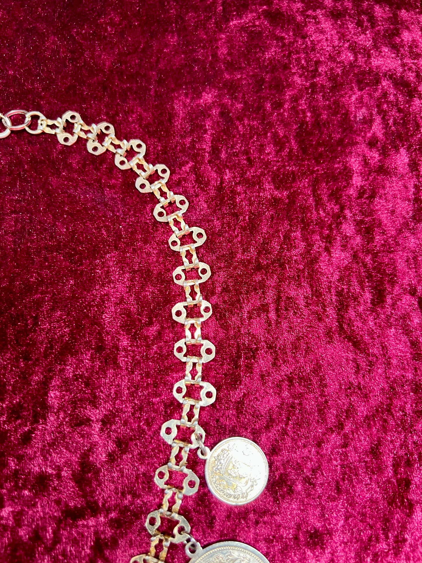 Vintage Jewelry - Reversible Necklace - Gold Tone Republique Francaise Coins - 17.5"