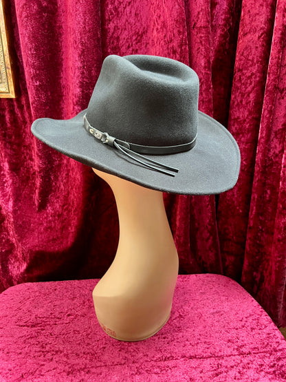 Vintage Wool Felt Cowboy Hat – Black Wide Brim Western Cowboy Style - Renegade Headwear - Medium