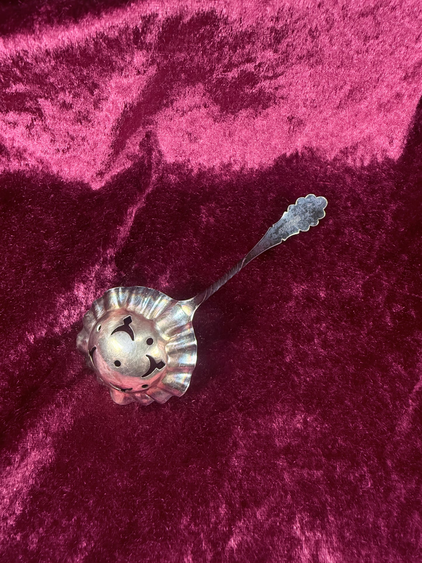 Vintage Silverplate Sugar Sifter Spoon – Pierced Bowl Floral Handle