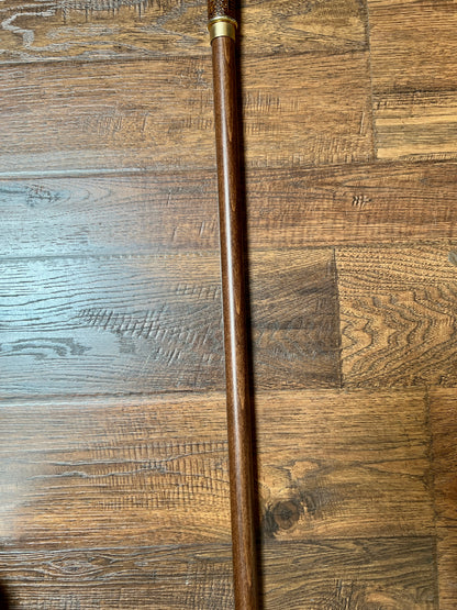 Vintage Wood Walking Cane – Hand Carved Snake Head Handle Antique Style