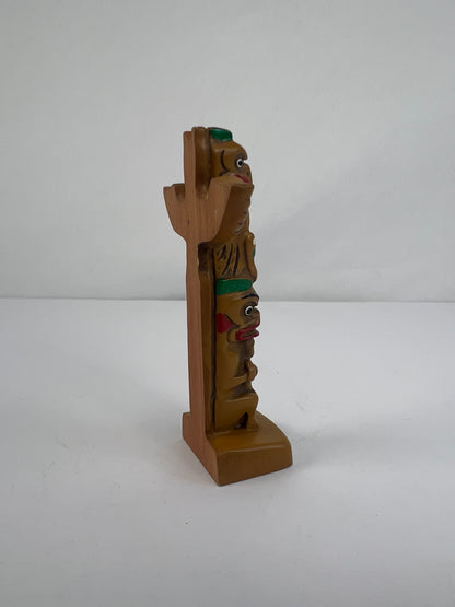 Vintage Souvenir - Thunderbird Totem Pole Figurine - Resin and Wood - 3 7/8"