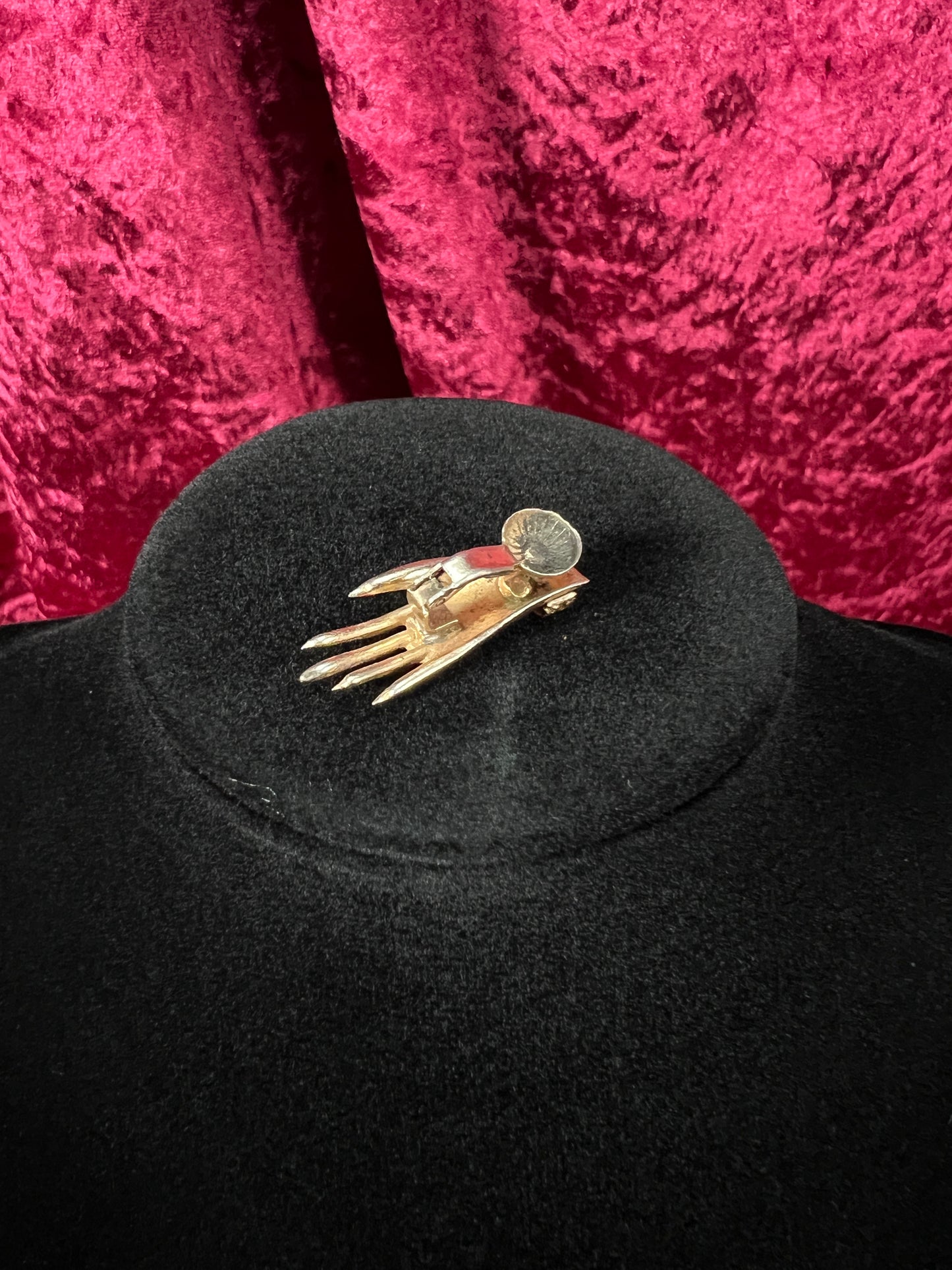 Vintage 1940s Gold Tone Clip On Earrings - CORO Bejeweled Hand Figural Jewelry