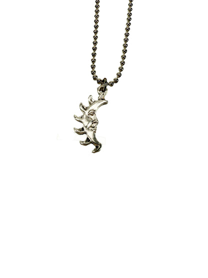 Vintage Necklace - Whimsigoth Crescent Moon with Sun Rays - Small 20" Ball Chain