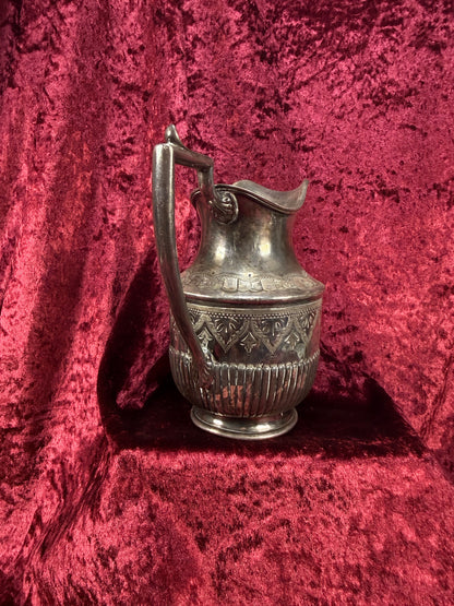 Antique Decor - Thai Silver Decanter with Handle - Floral Geometric Designs
