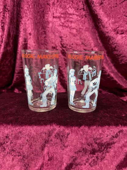 Vintage Archie Comics Glass Tumbler Set – Reggie & Veronica Makes the Scene Pair