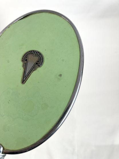 Vintage Hand Mirror - Sage Green Art Deco