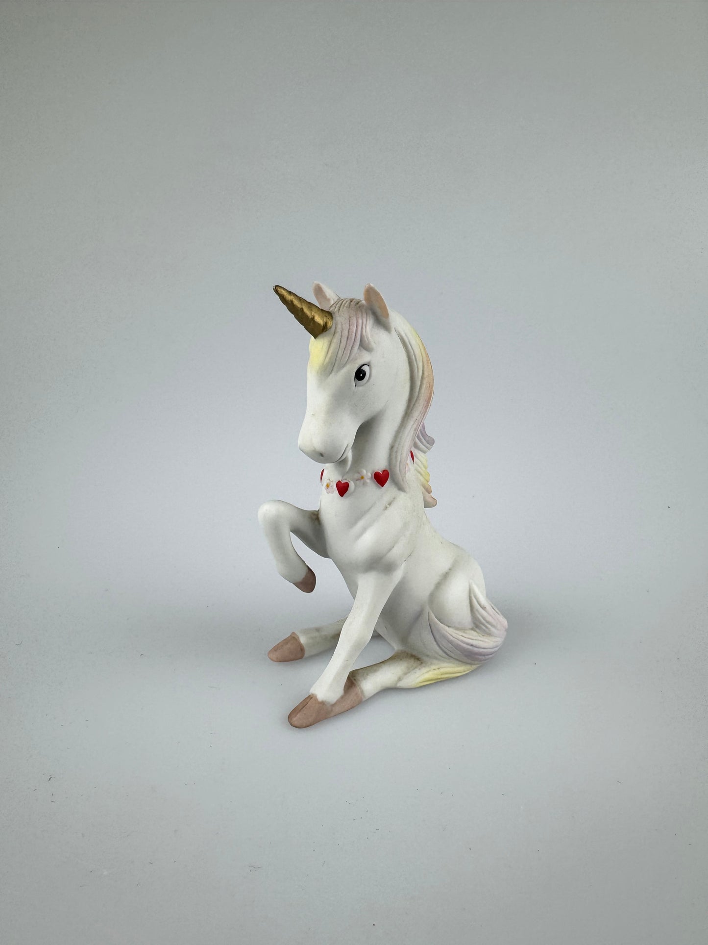 Vintage Lefton Valentine Heart Garland Unicorn Figurine