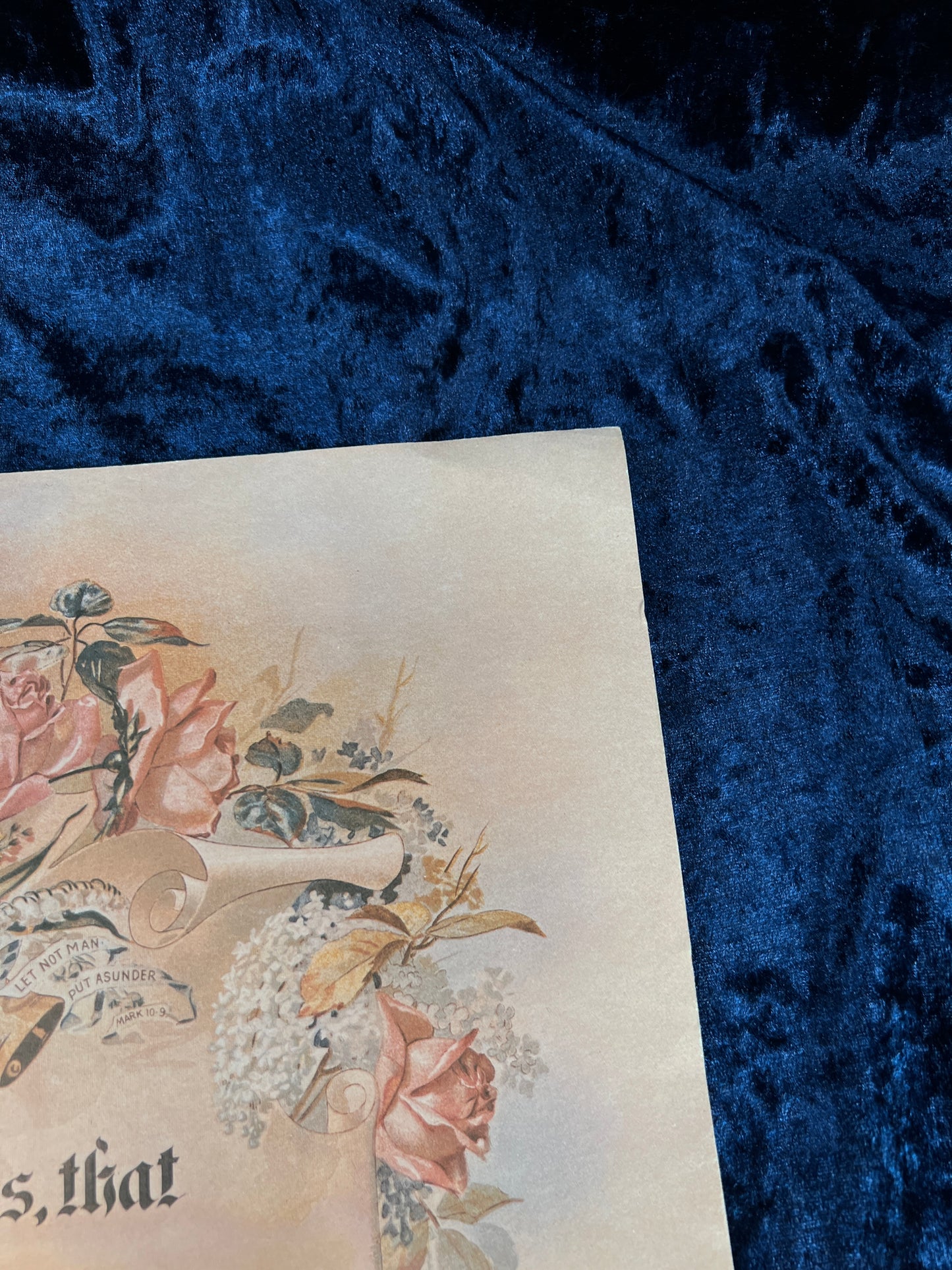 Vintage Paper Marriage Certificate - Victorian Style Pink Roses Holy Matrimony Keepsake