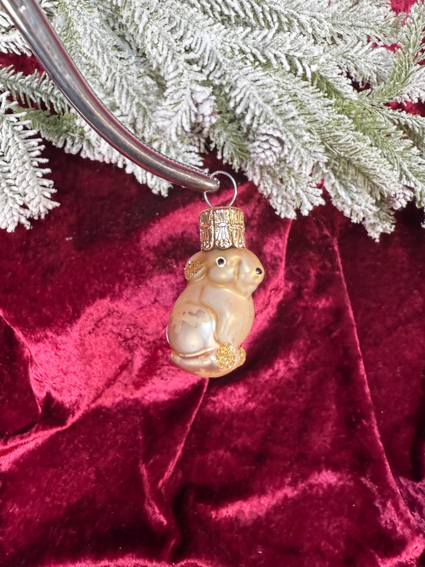 Vintage Christmas - Handblown Glass Ornament - Blonde Bunny - Czech Republic