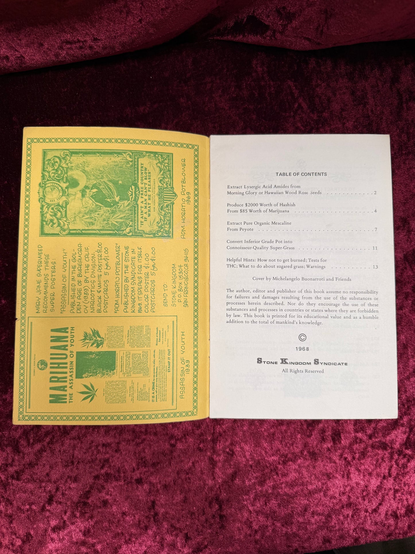 Vintage Paperback Book - The Marijuana Consumer's And Dealer's Guide - Stone Kingdom Syndicate - 1968
