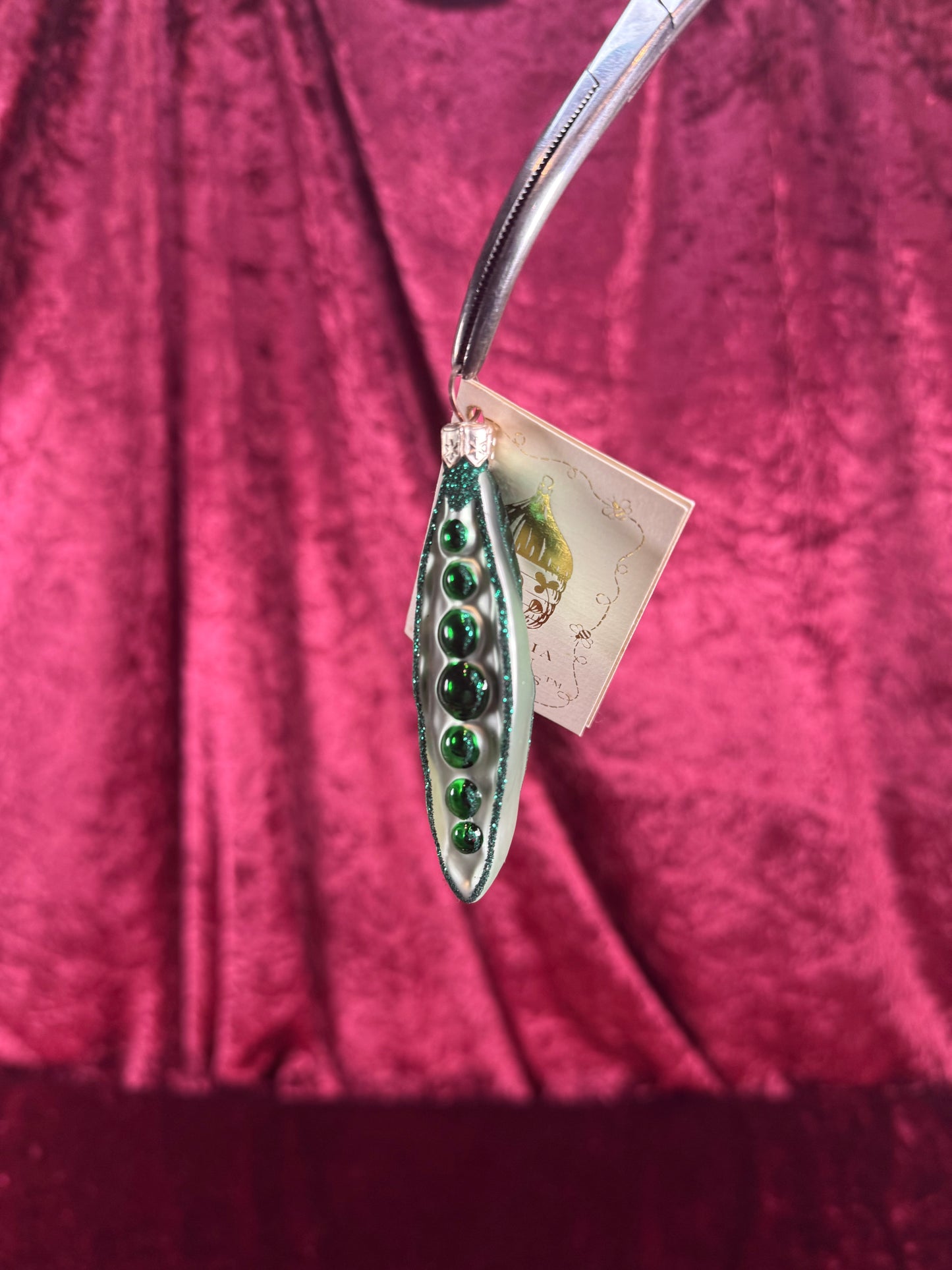 Vintage Christmas - Handblown Glass Ornament - Studio Gift Vegetables Green Bean - Patricia Breen - Poland