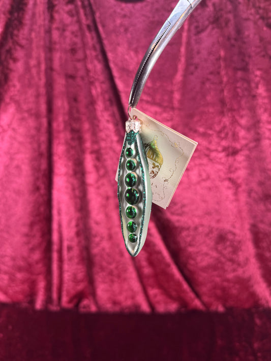 Vintage Christmas - Handblown Glass Ornament - Studio Gift Vegetables Green Bean - Patricia Breen - Poland