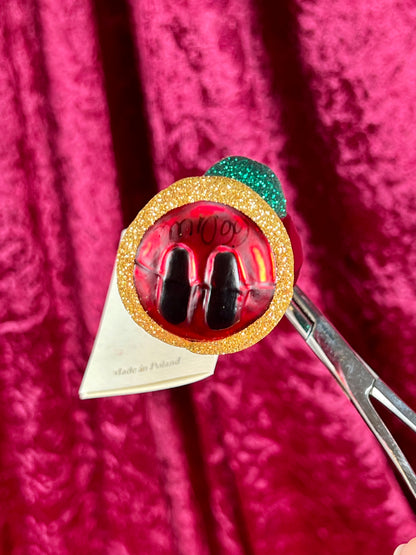 Vintage Christmas - Handblown Glass Ornament - Santa Claus and Teddy Bear - Patricia Breen - Poland