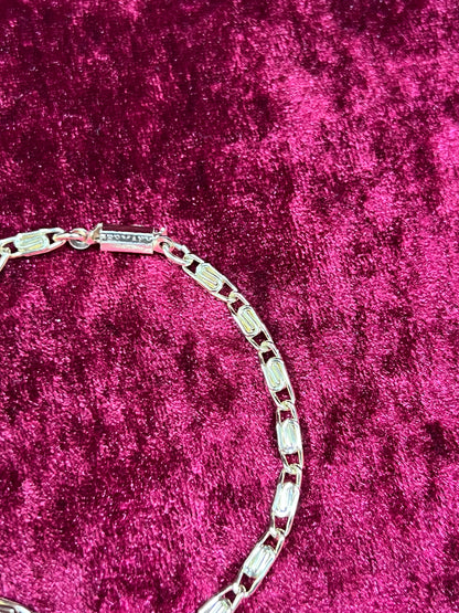 Vintage Jewelry - Bracelet - Gold Tone Metal - Pink Heart Pendant - Germany