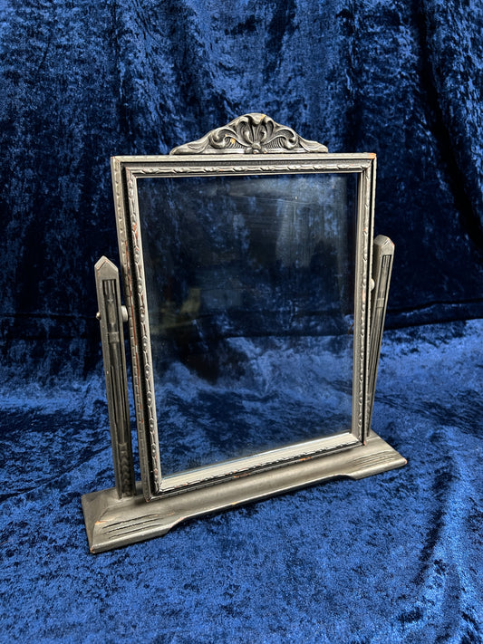 Antique Art Deco Tabletop Picture Frame – Silver Tone Ornate Tilt Design